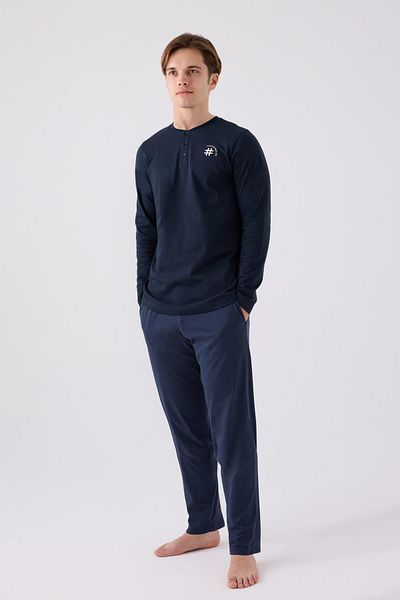 Arnetta Ανδρικό σετ υπνοδωματίων Navy Blue Cotton - 100%