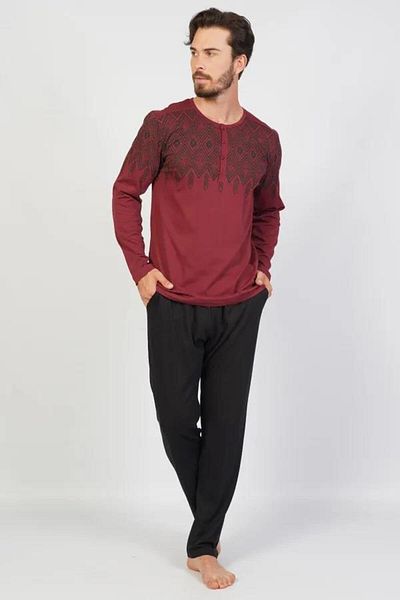 Espuar Σετ ανδρικών πιτζάμες 100% βαμβακερό, Plus Size Jacquard, με λεπτομέρεια στην τσέπη