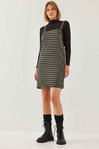 Bianco Lucci Damen-Salopet mit Hahnentrittmuster 60351164