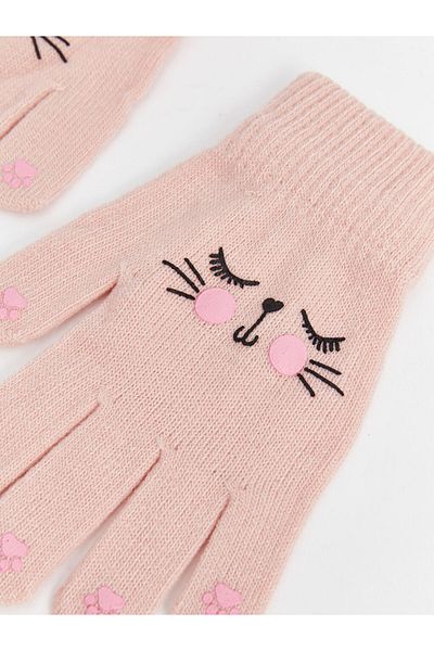 LC Waikiki Lcw Accessories Gray Rabbit Printed Girl's Gloves Set of 2
