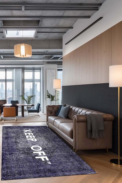 AIDA HOME Medaglioane Keep Off Lacivert Pamuk Tabanlı Yıkanabilen Kaydırmaz A...