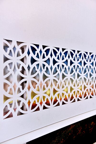 Setekshome Ekru Dairesel Lazer Kesim Modern Stor Güneşlik Perde