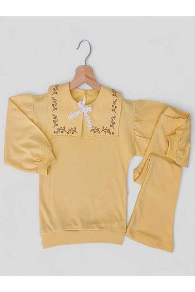 ÖRZİKİDS Örzi Kids Seasonal Super Quality Square Collar Embroidery Girls Tracksuit Suit 3/6 Years Old