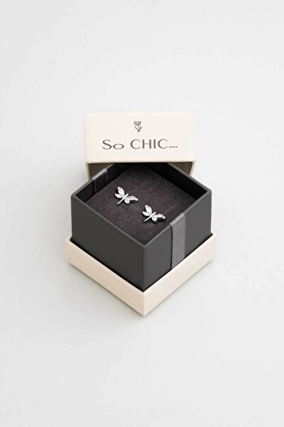 So CHIC... Rüzgarın Arkadaşı 18 Ayar Beyaz Altın Kaplama Gümüş Yusufçuk Küpe