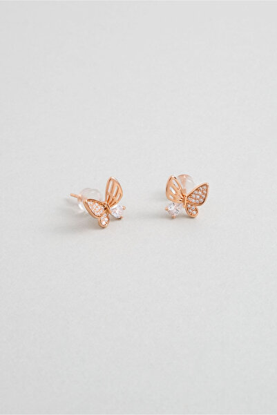 So CHIC... Minimal Kelebek 18 Ayar Rose Altın Kaplama Gümüş Küpe