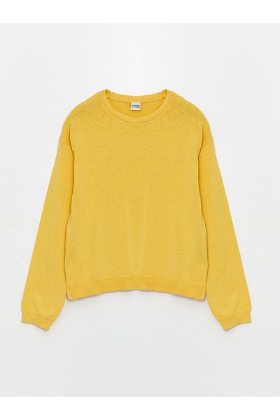 LC Waikiki Lcw Kids Girl - Yellow Crew Neck Long Sleeve Knitwear Sweater