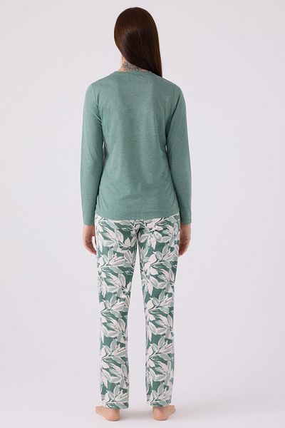 Arnetta Viscose Woven - Crew Neck Long Sleeve Women's Pajamas Set, Large Size