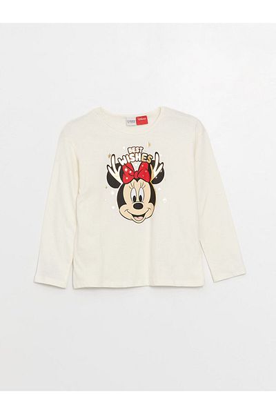 LC Waikiki Μακρυμάνικο κοριτσίστικο T-shirt με λαιμόκοψη Minnie Mouse