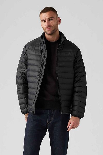 Levi's Faltbarer schwarzer Jet-Daunenmantel – A8567-0000