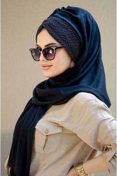 Aişe tesettür Black Drawstring Ready Shawl - 50601