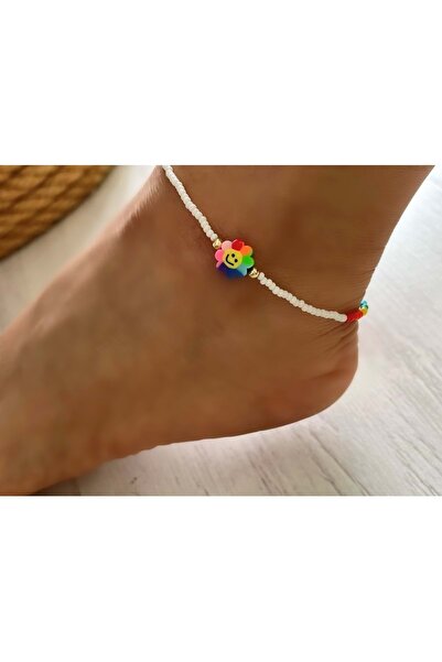 ACAR TAKI Smiling Face White Beaded Ankle Acr6677