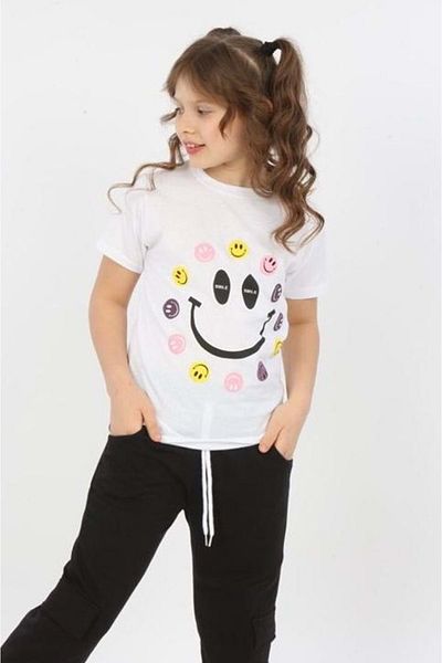 Mnk Smile Pattern Commando Pocket Girls Suit Black