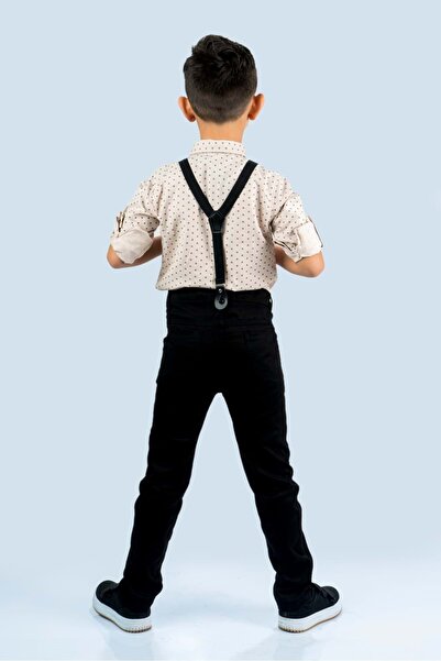 Mnk Baby&Kids Baskılı Oxford Erkek Çocuk Takım MNK0479 BEJ