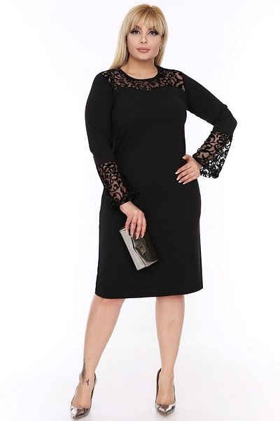 modayız Spanish Sleeve Black Plus Size Dress 4d-69249