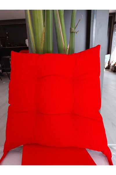KAJJU TEXTİLE & DESİGN 4-Piece Combination Pouf Square Chair Cushion Red 40 X 40 cm