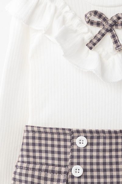 Banamio Janet Piti Checkered Ruffle Detailed Shorts Skirt Two-Piece Set