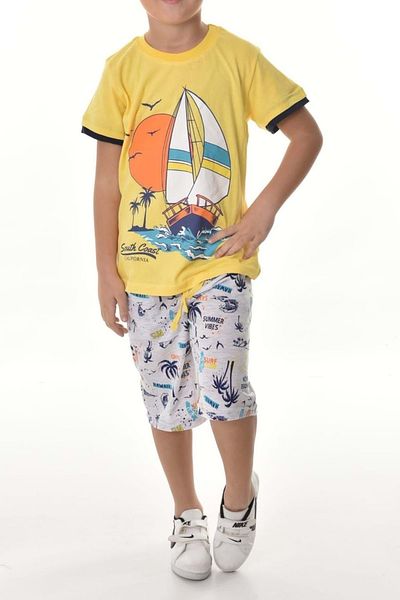 Mnk Baby&Kids Boy's Shorts Set - Sailboat, Yellow Mnk0495