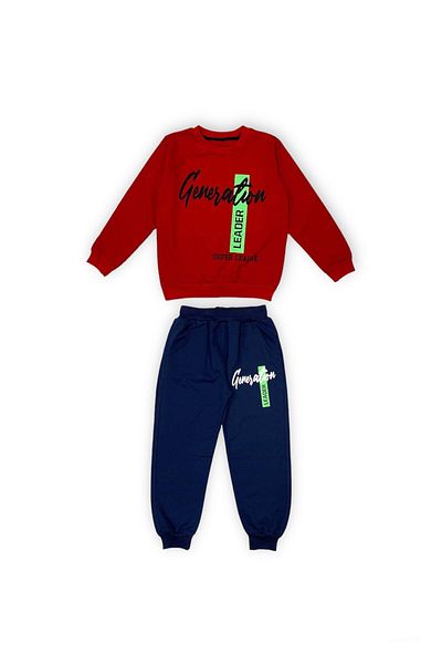 Mnk Baby&Kids İkiiplik Unisex Kids Tracksuit Set MNK0553 RED - DARK BLUE