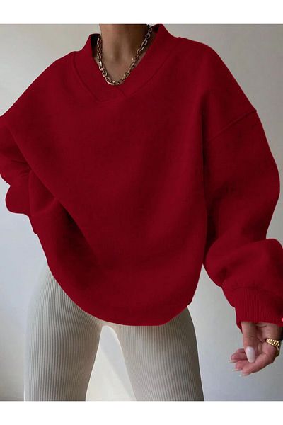 BENROMA Oversize V-Neck Sling Sleeve Detail Sweatshirt
