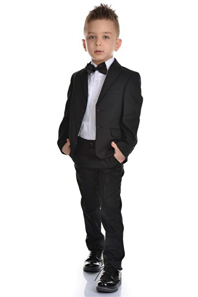 Mnk Bow Tie Jacket Boy's Groom Suit 0282 Black