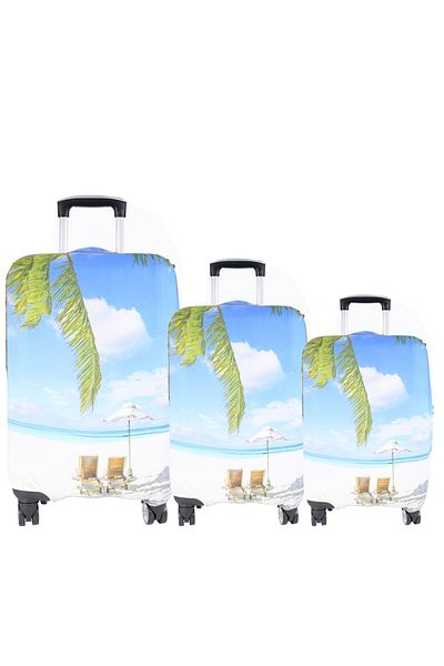 MY SARACİYE My Saracye Suitcase - Large, Medium and Cabin Size Cover Set, 94 Chaise Lounge and Palm