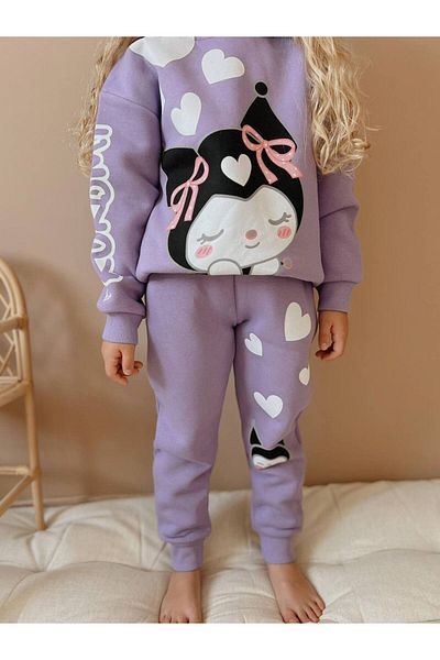 ARBİ kids Kuromi Pink Girl's Pajama Set - Three Thread Raster, Color Shipped