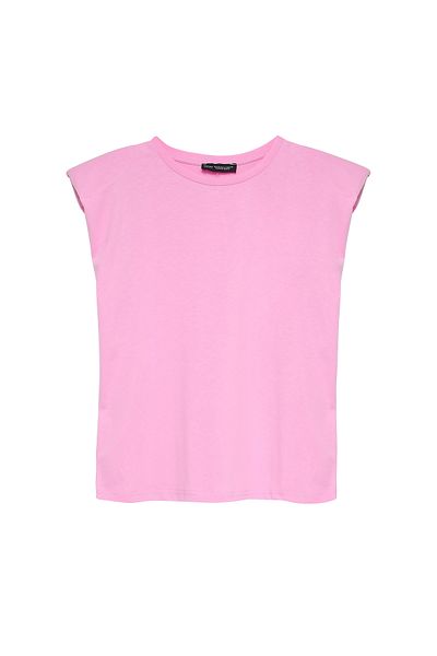 Quzu Padded Sleeveless Basic T-Shirt Pink
