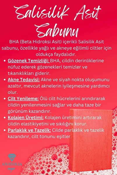 Anatolia Soap Zero Pore Salisilik Asit Sabunu Bha Peeling Siyah Nokta Arındırıcı Canlandırıcı Yenileyici