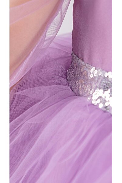 Mnk Baby&Kids Kanatlı Kız Çocuk Şifon Kol Abiye Mnk0534 Lila