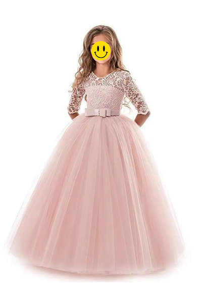 kostüm selesi Dantelli Kız Çocuk Abiyesi - Pembe Renk Kız Çocuk Abiye - Tarla...