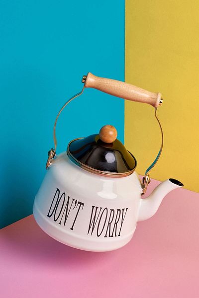 Miss Betty Drink Tea Be Happy Motto Enamel Teapot