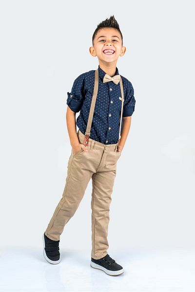 Mnk Baby&Kids Printed Oxford Boy's Suit Mnk0479 Indigo