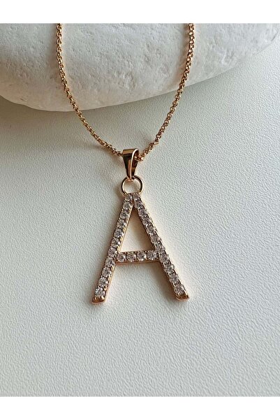 ACAR TAKI XUPING A HARF TAŞLI KOLYE ROSE RENK ACR0017