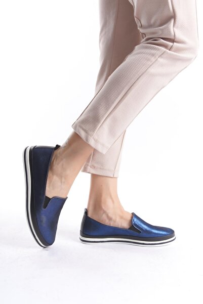 CZ London Дамски мокасини от естествена кожа Блестящи двуцветни удобни подметки Ежедневни дамски обувки