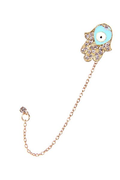 Rouge Mother of Fatma Hand Evil Eye Cuff Earrings