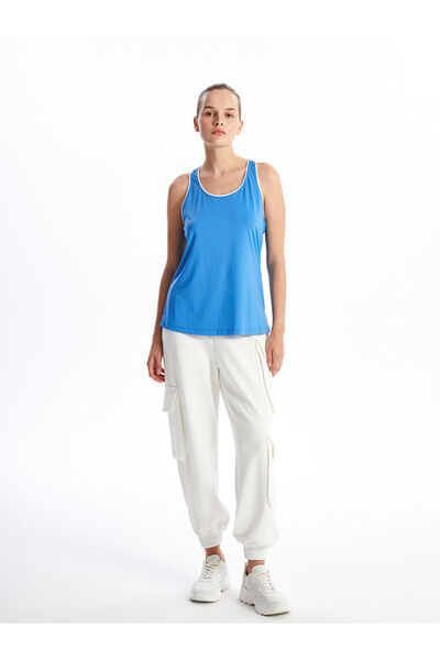 LC Waikiki Blue Halter Neck Printed Women's Tank Top