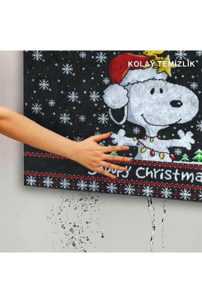 Monnhein Yeni Yıl Özel Tasarım Kapı Paspası, Yılbaşı Renkleri ve Şık Süslemeler ile Su Geçirmez, İç ve Dış Me