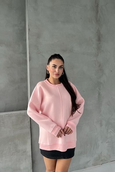 Seda Yalçın Atelier Pink Oversize Sweatshirt with Stitching Detail on the Front