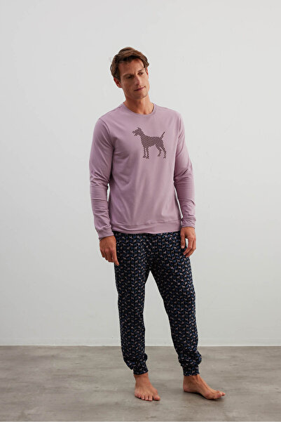 Syah Erkek Pamuklu Cepli Uzun Pijama Altı