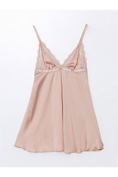 LC Waikiki Σατέν Babydoll με λεπτομέρεια με δαντέλα V λαιμόκοψη