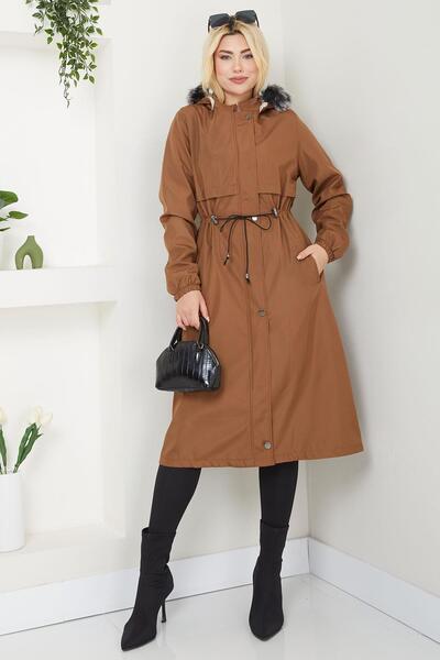 SENSTIL Tan Ss2330 - Coat with Allers and Fur Inside