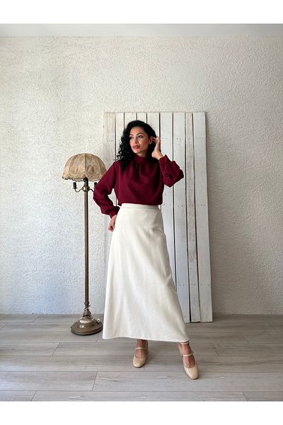 KÜÇÜĞÜM BUTİK Κρεμ μακριά φούστα με στάμπα