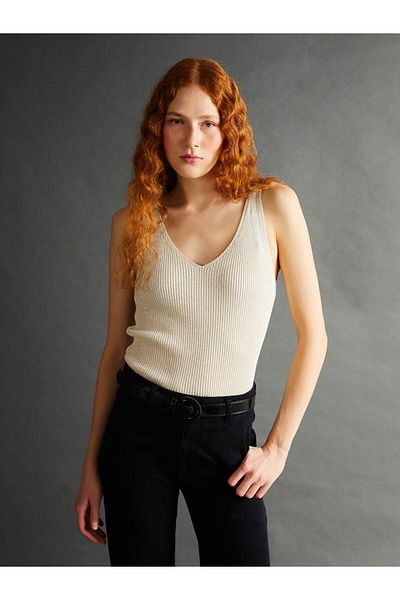 LC Waikiki V-Neck Shiny Looking Women's Knitwear Undershirt