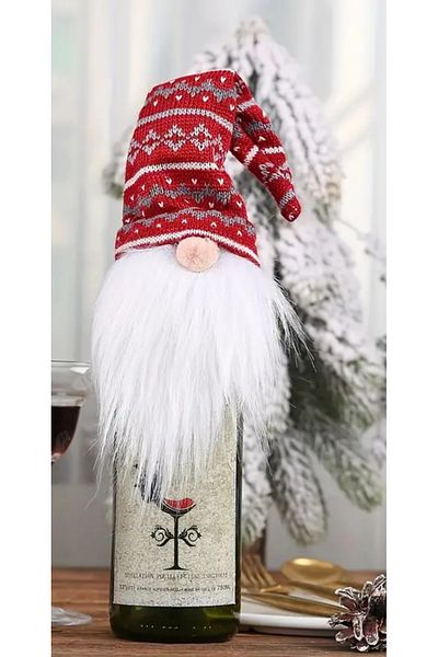 Hediyenza Santa Claus Bottle Top Ornament - Gnome Christmas Wine and Case, Table Decor