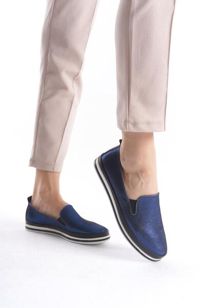 CZ London Дамски мокасини от естествена кожа Блестящи двуцветни удобни подметки Ежедневни дамски обувки