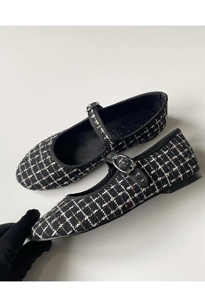 Zuum حذاء باليرينا نسائي من Beys Mary Jane - تويد أسود