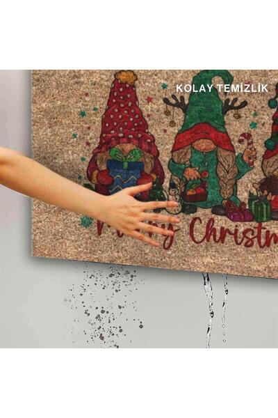 Monnhein Yeni Yıl Özel Tasarım Kapı Paspası, Yılbaşı Renkleri ve Şık Süslemeler ile Su Geçirmez, İç ve Dış Me