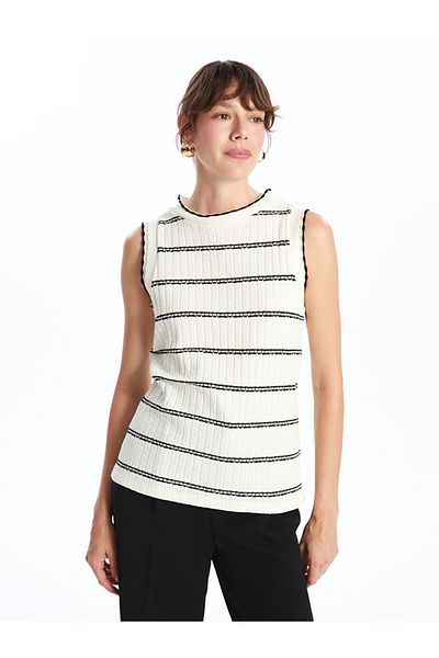 LC Waikiki Damski top w paski z okrągłym dekoltem