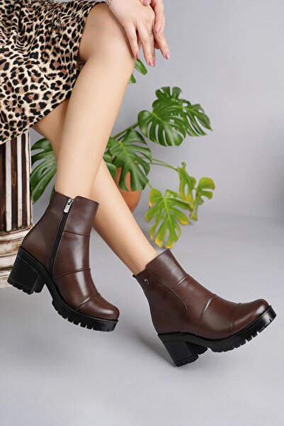 Diego Carlotti Hakiki Deri Topuklu Günlük Kadın Bot Bağsız