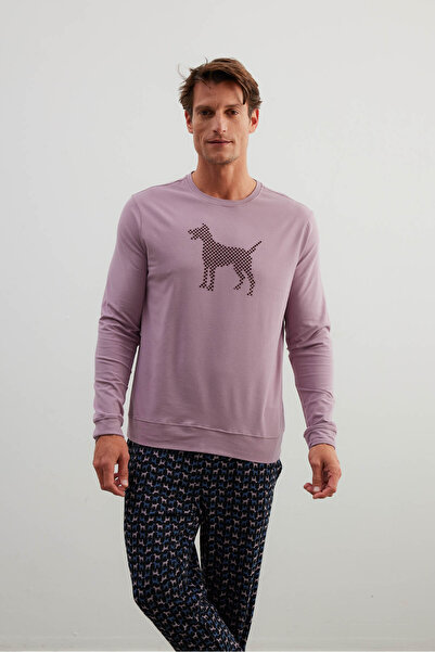 Syah Erkek Pamuklu Uzun Kollu Pijama Takımı